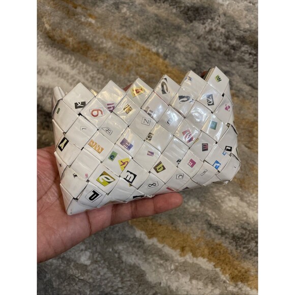 Nahui Ollin Woven Recycled Alphabet Clutch Wristlet - Picture 4 of 7